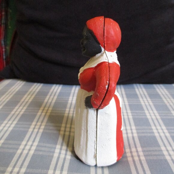 VTG Aunt Jemima Red Heavy Cast Iron Coin Slot Bank Mammy Figurine - Picture 4 of 8